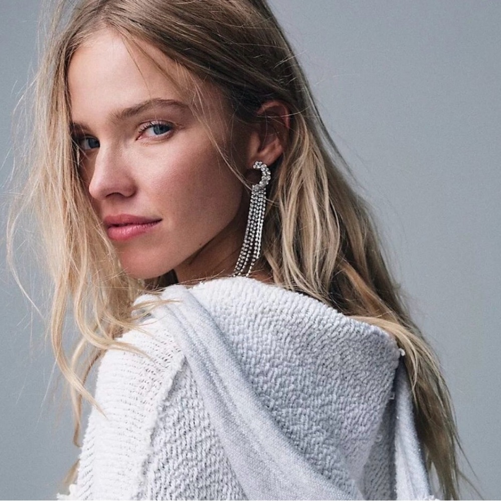 $38 Free People You Make Me Feel Like Dancing Dangles Silver Statement Earrings